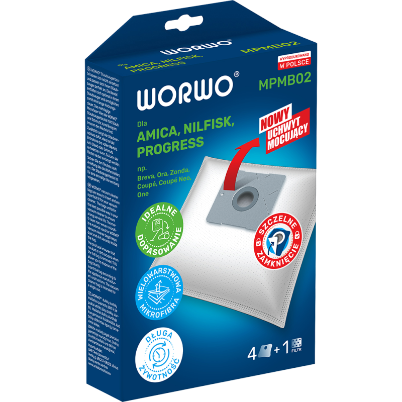 Worki do odkurzacza Amica, Nilfisk, Progress – WORWO MPMB02
