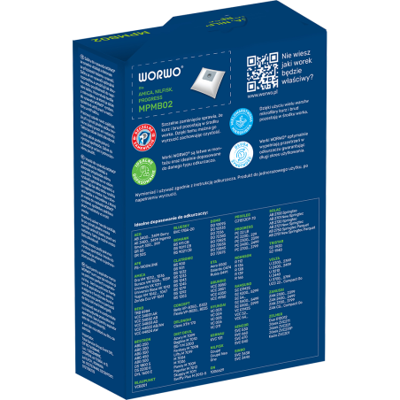 Worki do odkurzacza Amica, Nilfisk – WORWO MPMB02X12