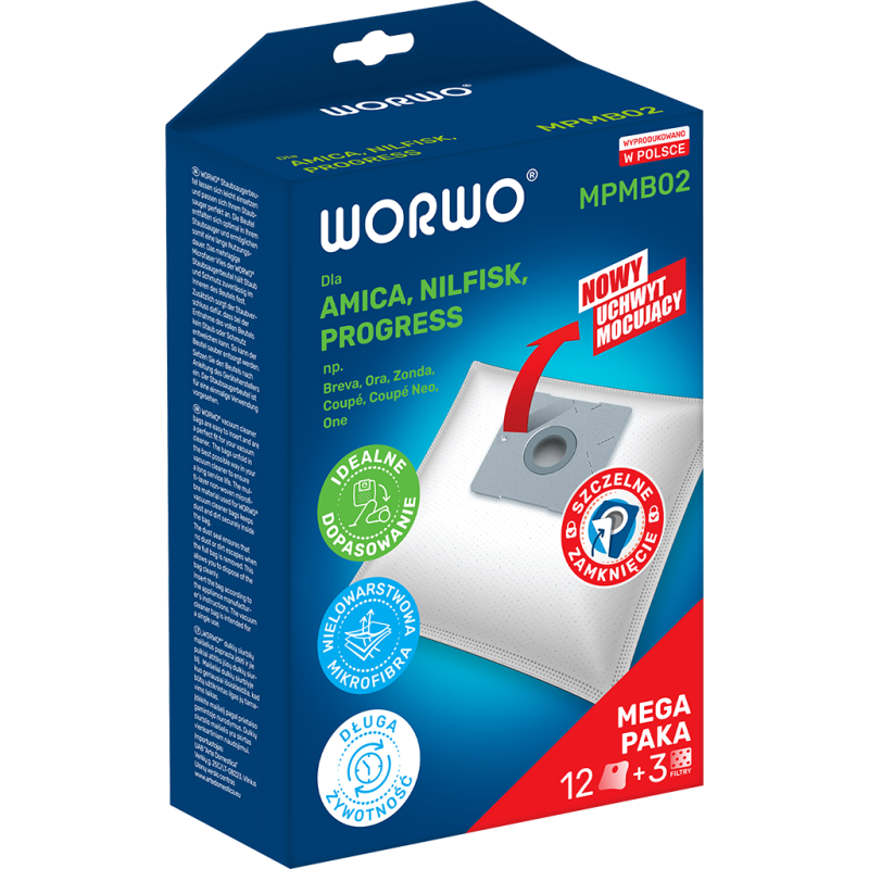 Worki do odkurzacza Amica, Nilfisk – WORWO MPMB02X12
