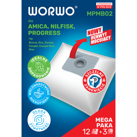 Worki do odkurzacza Amica, Nilfisk – WORWO MPMB02X12