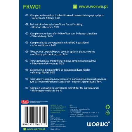 Mikrofiltry uniwersalne do odkurzacza, 2 szt. – WORWO FKW01