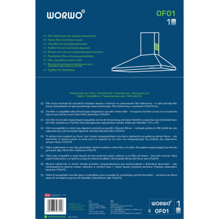 Filtr włókninowy do okapu 560×470 mm – WORWO OF01